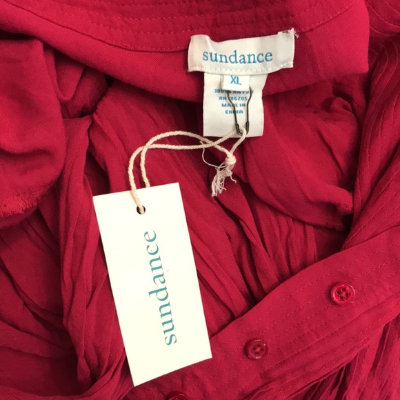 NWT Sundance Magenta Crinkle Blouse Top with Placket XL - Picture 12 of 14